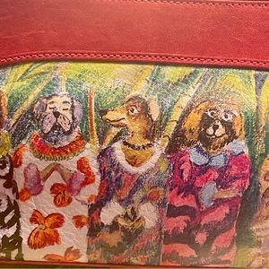 Rare handpainted leather ICON handbag with dog design.